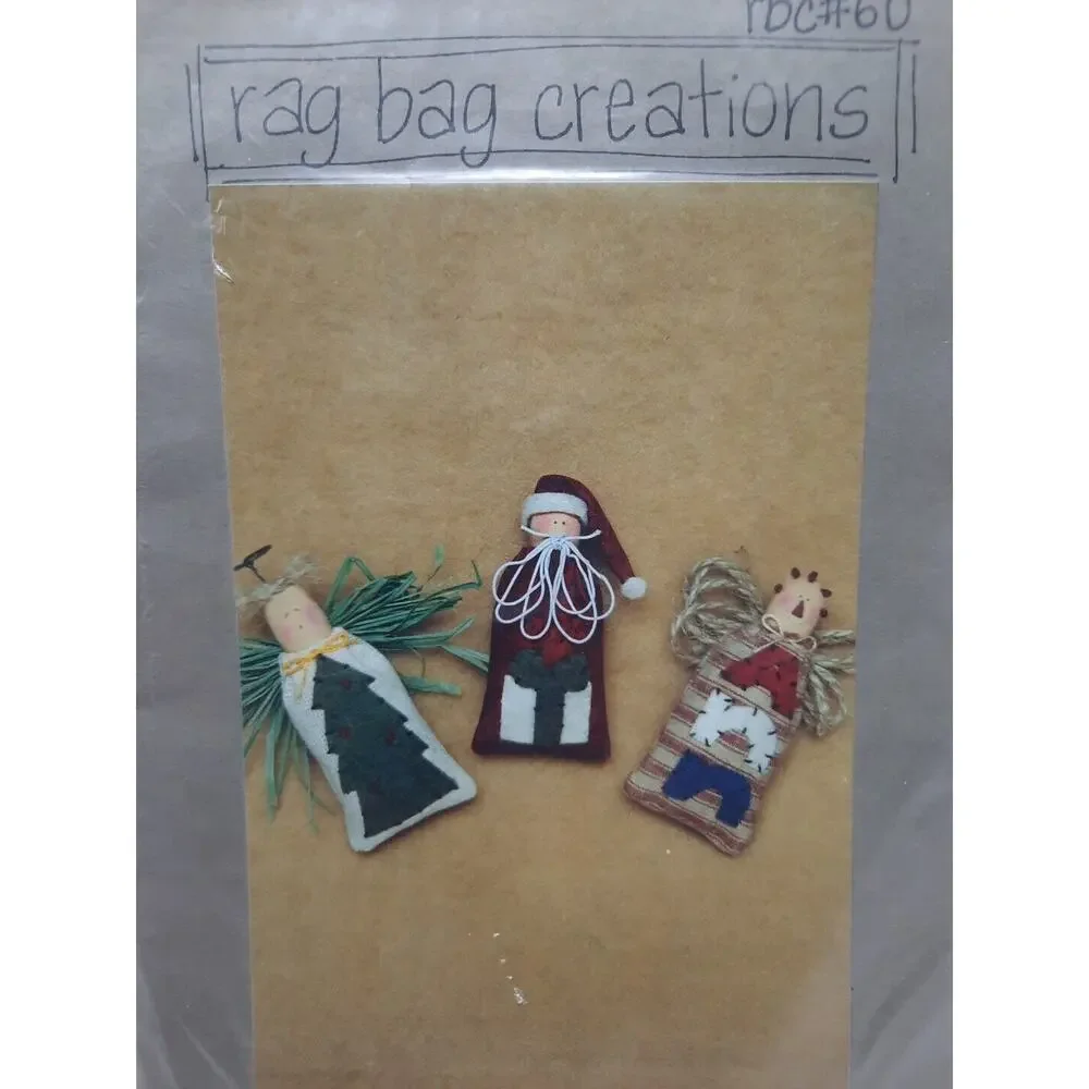 1998 Rag Bag Creations Christmas Holiday Craft Pattern Pin Me Angel Santa